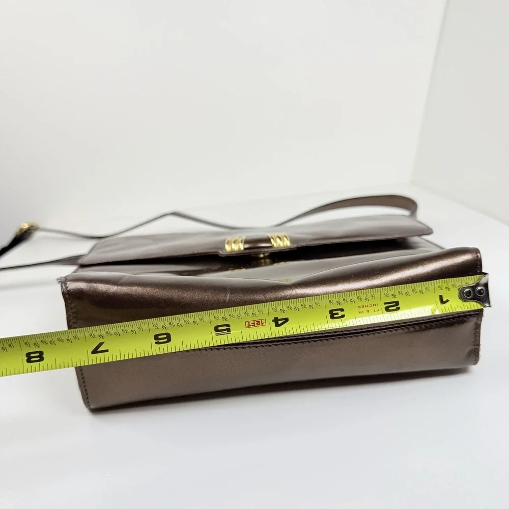 Salvatore Ferragamo M211044 Bronze Leather Shoulder Bag Made In Italy